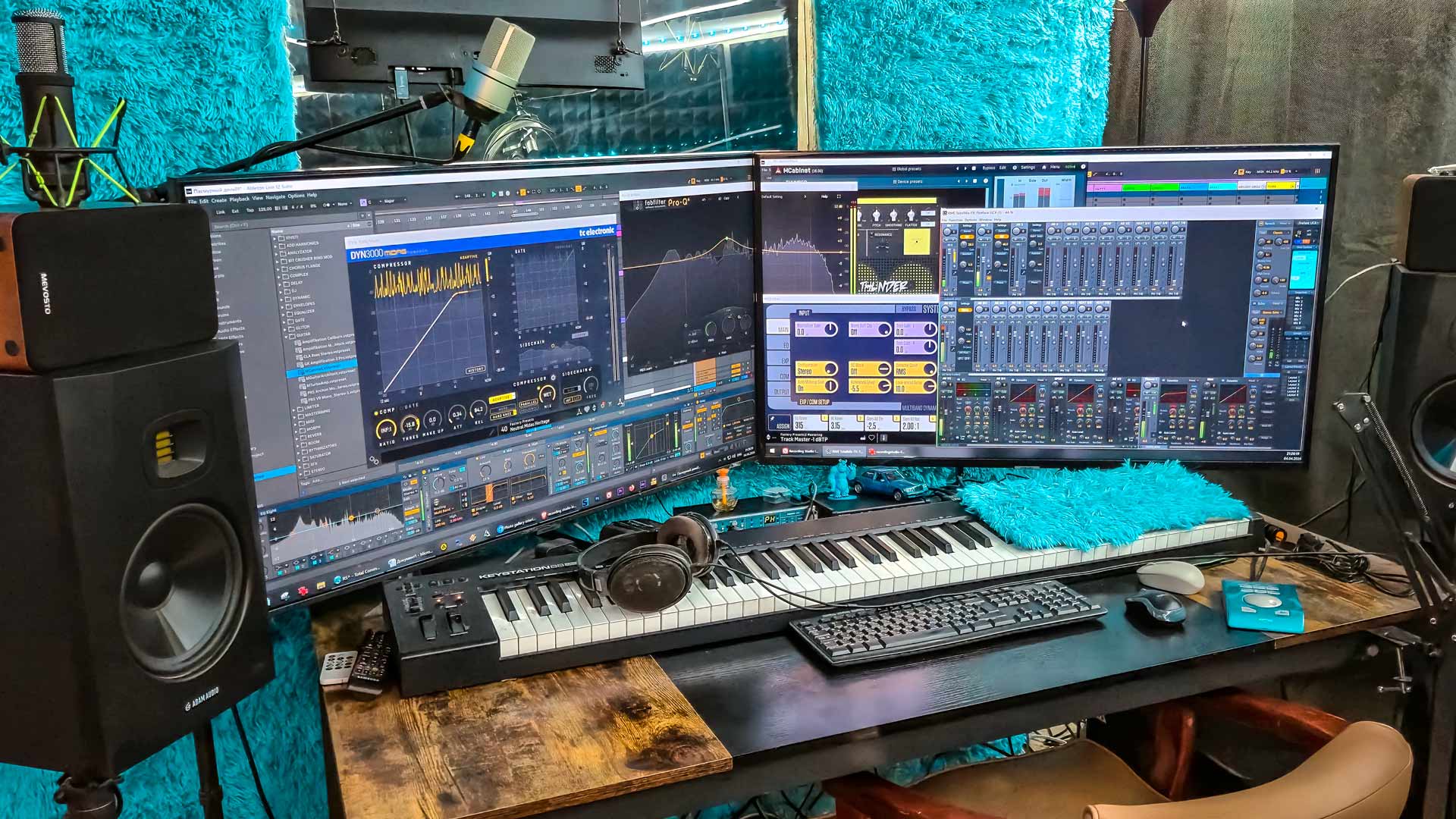 Engineer workspace in recording studio